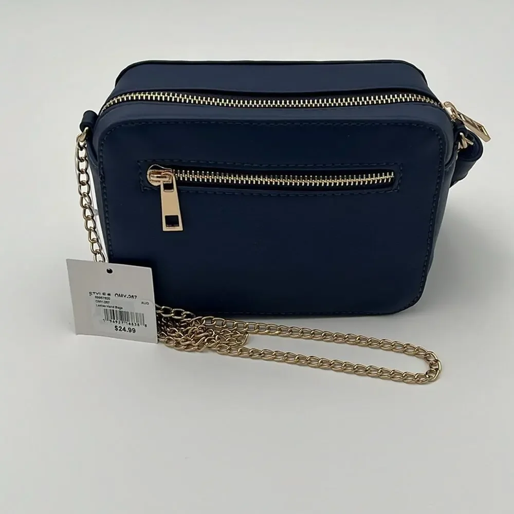 Olive Miller Heart Eye Smily Face Emoji Crossbody Bag Blue Yellow Gold - Picture 4 of 6